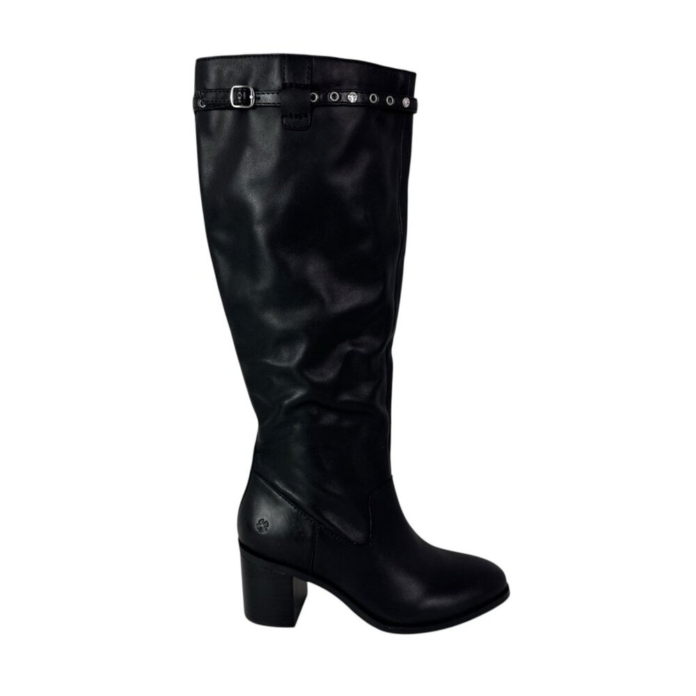 Lucky Brand Sample Women's 6B Limone Leather Riding Boot Matte Black NWOB‎